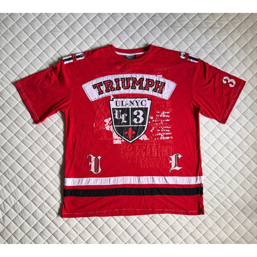 Y2K Graphic Triumph Red White T Shirt Sz 3XL Like MMA Elite Southpole Ecko Unltd